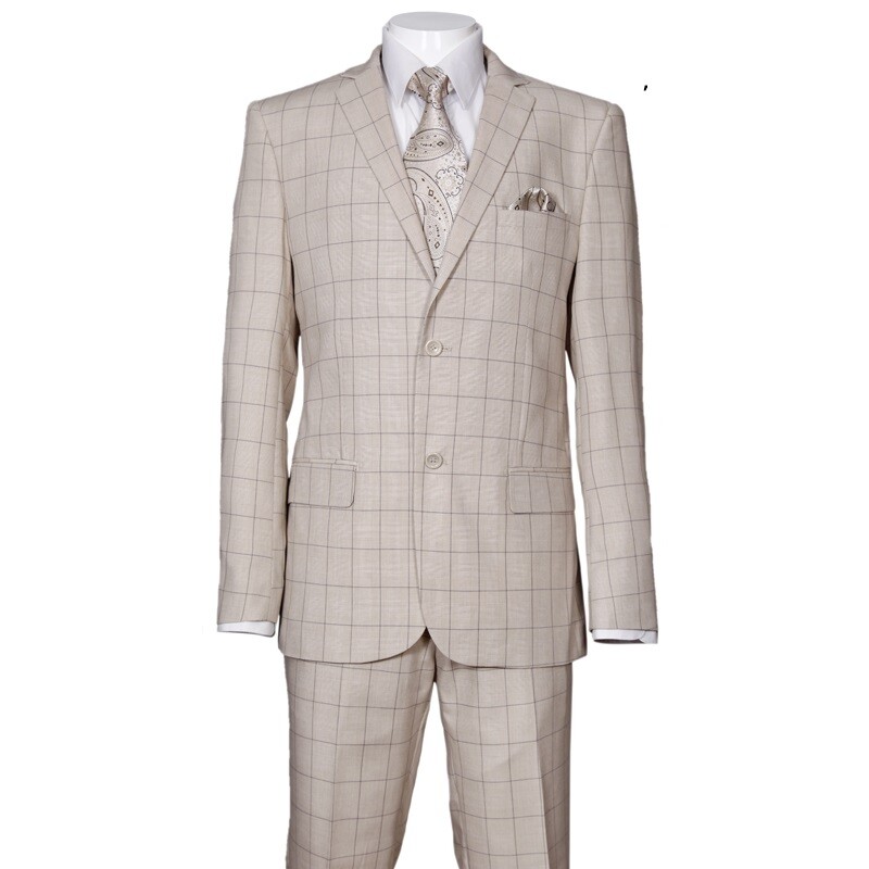 Men's 2 Piece Luxurious Slim Fit Suit Check Design Two Button Two Side Vents