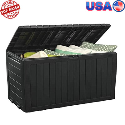 Resin Deck Box Organization Storage Patio Furniture Outdoor Cushions Garden New