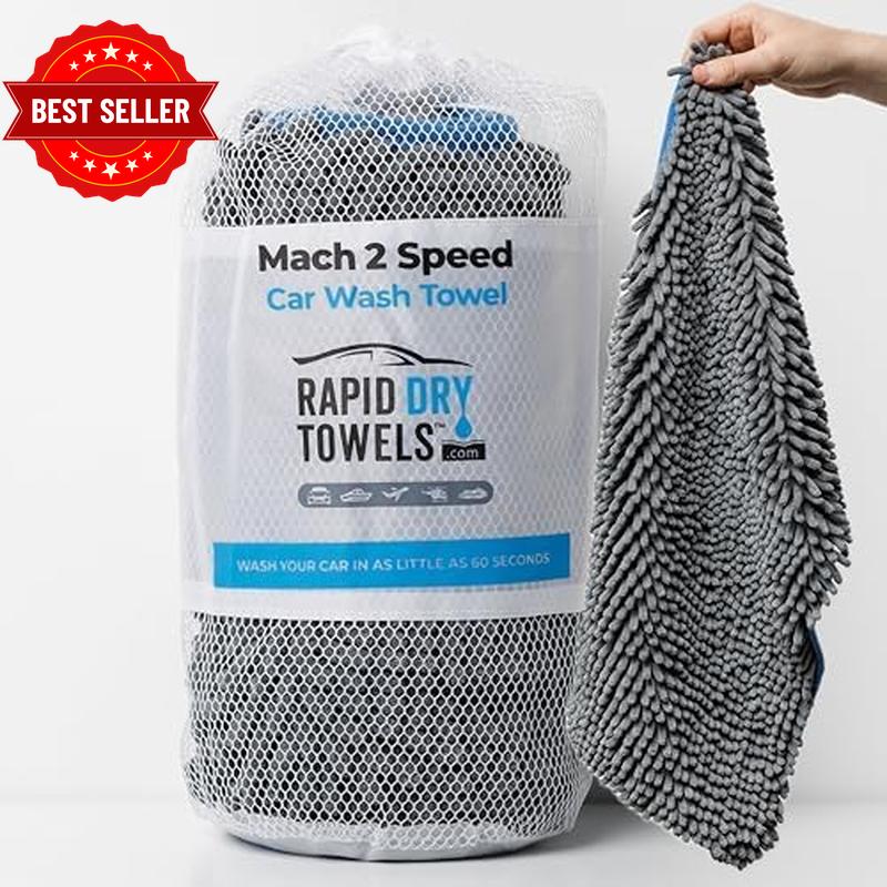 Mach 2 Speed Car Wash Towel | 60 X 30 Cm (23.5 X 11.9 In) | Chenille Microfibre