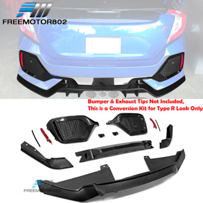 Fits 17-21 Honda Civic Hatchback Type R Look Conversion PP Rear Bumper Garnish