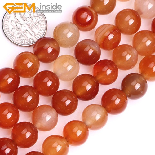 Natural Gemstone Carnelian Agate Round Loose Beads For Jewellery Making 15