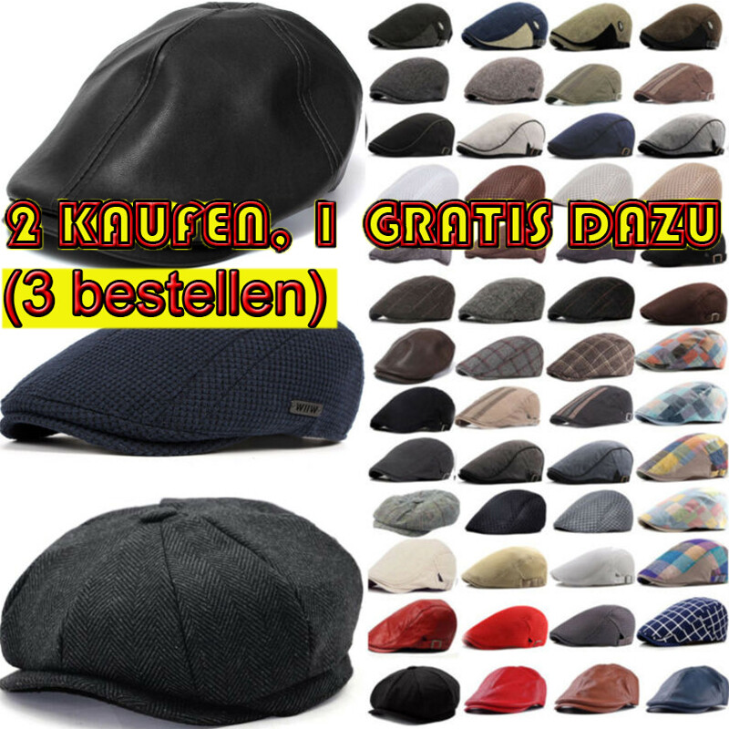 Herren Barett Schiebermütze Efeu Cabbie Baskenmütze Kappe Flatcap Golf Hut Mütze