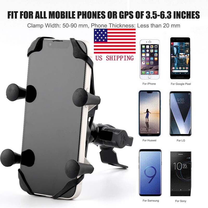 Motorcycle Bike ATV Cell Phone GPS Handlebar Mirror Mount Ho