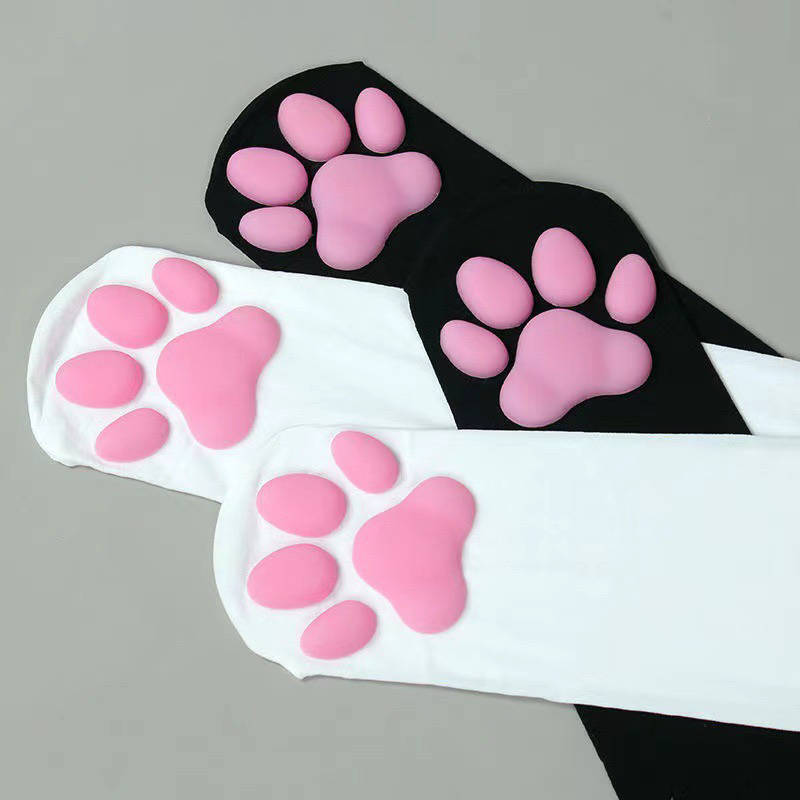 WOMEN'S CAT PAW PAD BOTTOM 3D COSPLAY SOCKS KAWAII CUTE THIGH HIGH STOCKINGS