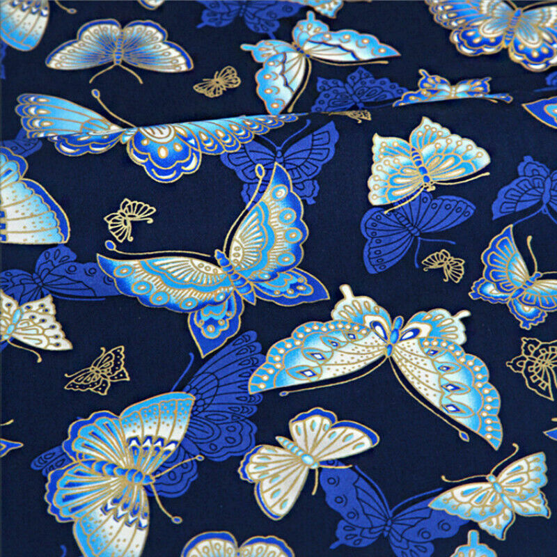 Japanese Butterfly Printed Cotton Blend Fabric Ethnic Cloth for Sewing By Meter