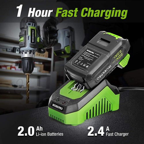 WORKPRO 20V Cordless Drill Combo Kit Drill Driver Impact Driver Battery Charger