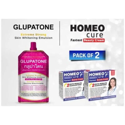 Glupatone Emulsion + 2 Homeo Cure Cream 100% Authentic 