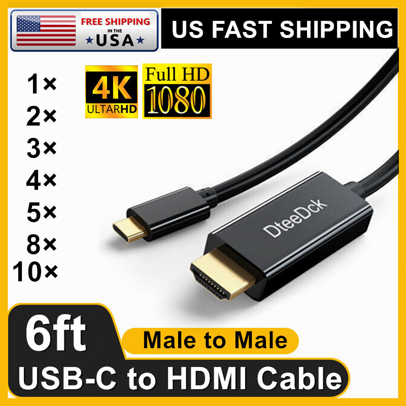 10&times;1&times; USB-C to HDMI HDTV Adapter Cable 4K 60Hz for Samsung MacBook Pro Universal