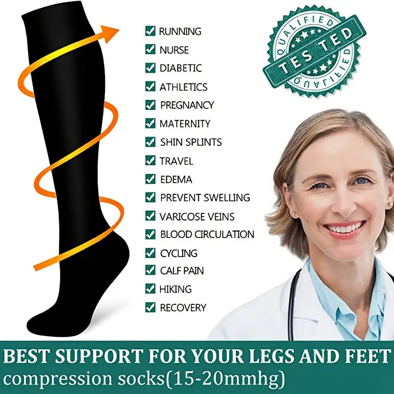 3PK Zippered Compression Socks Closed Toe 20-30mmHg with Zipper Safe Protection