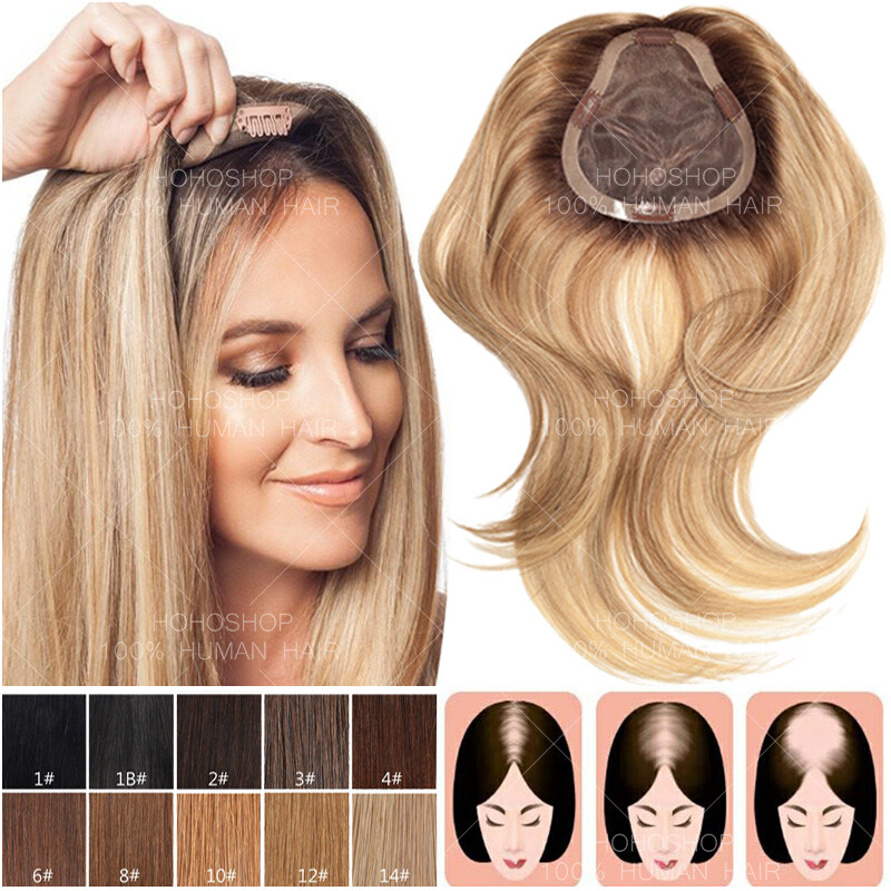 Clip In Echthaar Toupet Haarersatz Topper Human Hair Für Damen Perücke Haarteile
