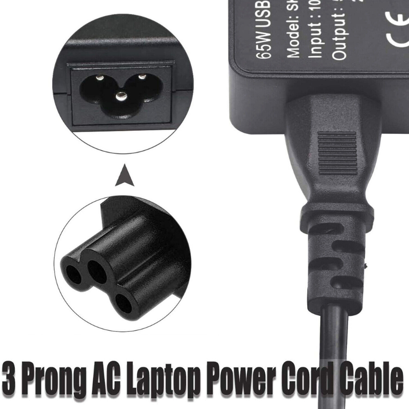 4 FT 3 Prong Universal AC Power Cord for HP Dell Lenovo Laptop TV Printer