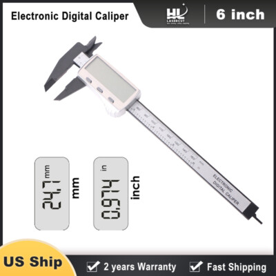 Electronic Digital Caliper Vernier LCD Plastic Hardened 150 mm  6'' Inch US Ship