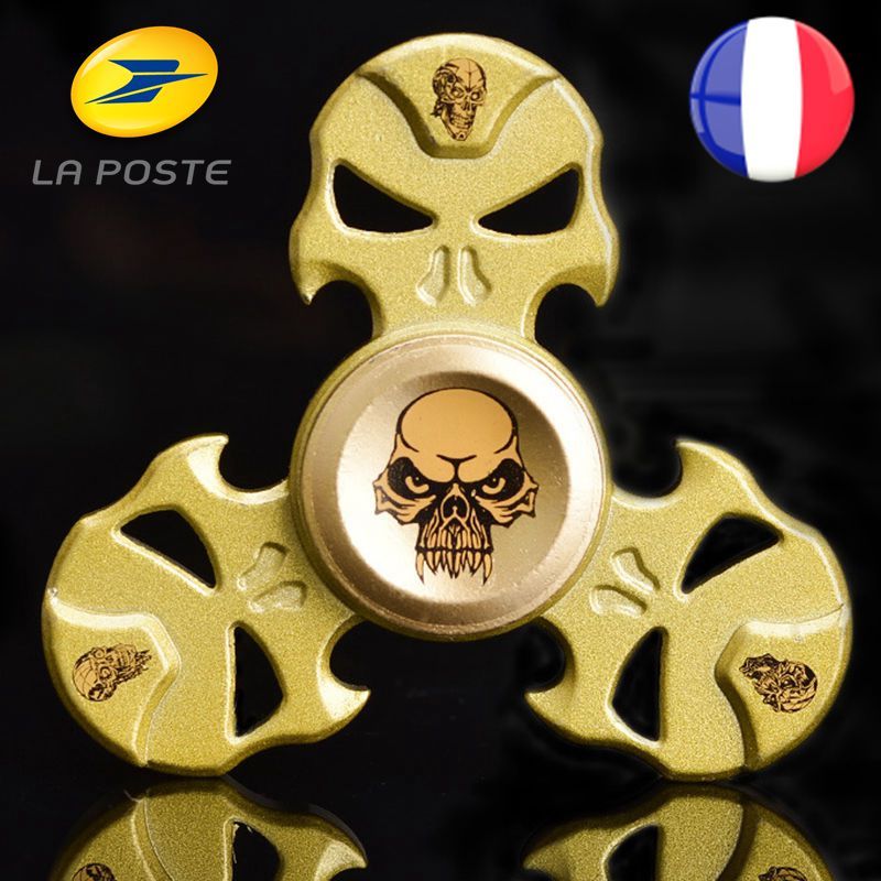 Fidget Hand Spinner Tete De Mort Crane Metal Anti-Stress Edc Adhd Imposant Giant