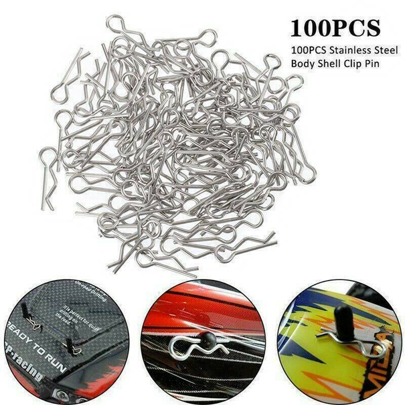 100Pcs/Set Stainless Steel Body Shell Clips Pin for RC 1/10 Model Car HSP Redcat