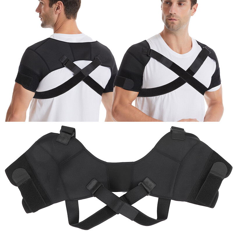 Double Shoulder Support Brace Strap Wrap Protector Men Women Posture