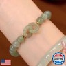 Lucky Feng Shui Bracelet Natural Jade Bracelet Hetian Jade Barrel Beads Nephrite Jade Bracelet with Safety Button Interlocking Hetian Jade Bracelet Women's Design Peace Buckle Jade Bracelet（1）