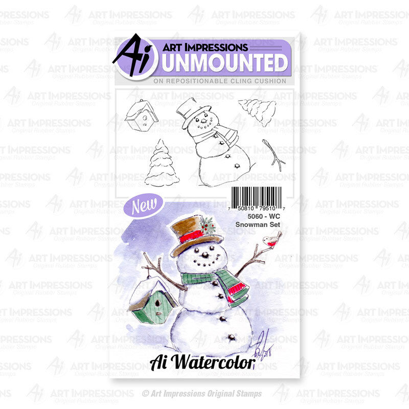 AI WATERCOLOR STAMPS-Art Impressions Rubber Stamping Craft-Container/Animals/Kid