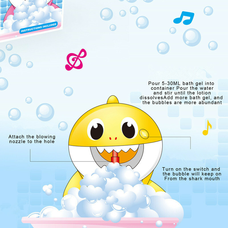 Bubble Machine Baby Shark Automatic Bubble Machine Party Toy Bath Toys For Kids