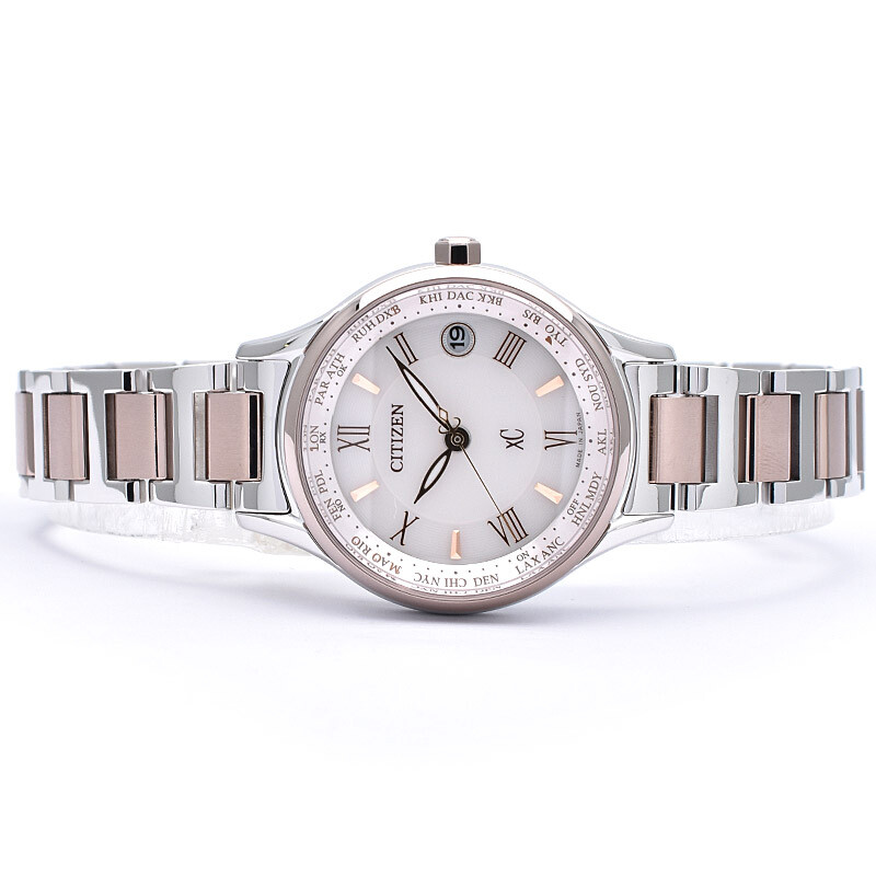 Pre-owned Citizen Xc Ec1165-51w Basic Collection Eco-drive Titanium Radio Solar Watch