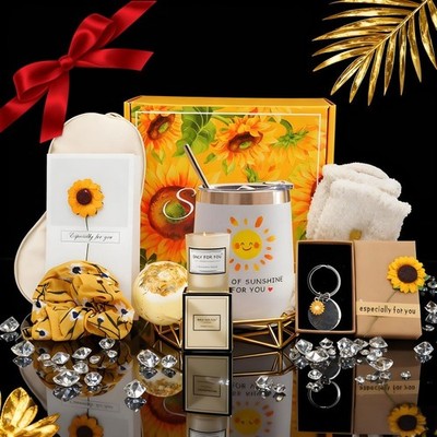 Sunflower Gifts for Women,Birthday Pamper Hampers Self Care Relaxation Bath Set.