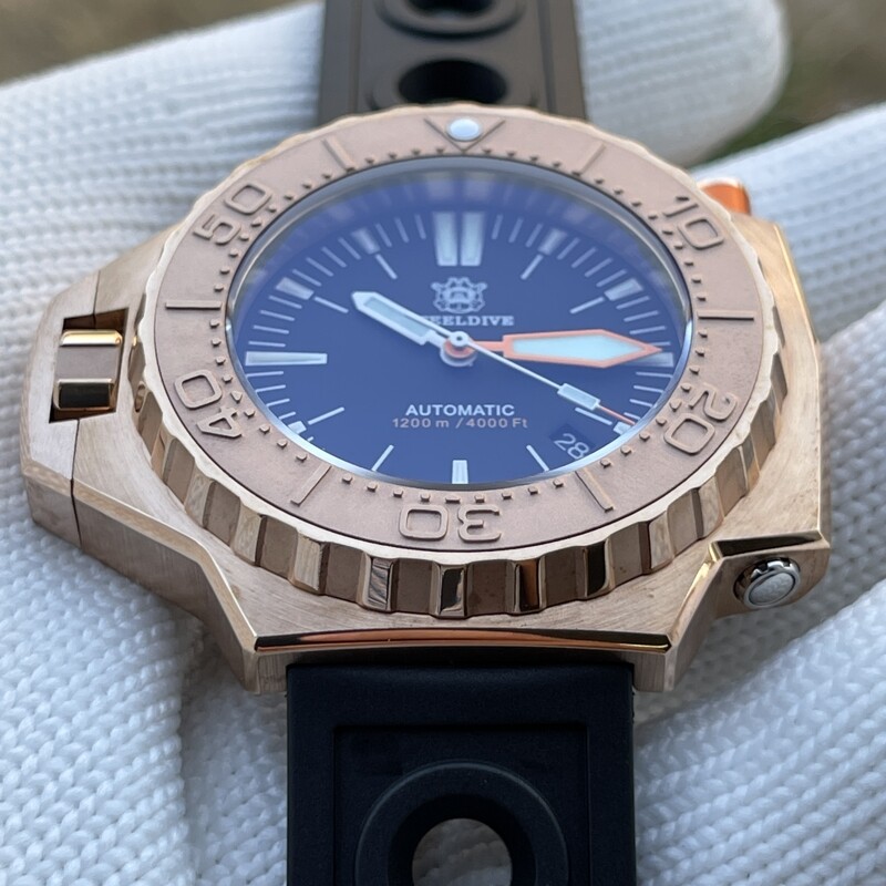 Pre-owned Proxima Steeldive Men Automatic Watch 1200m Waterproof Mens Dive Watches Luminous Bronze