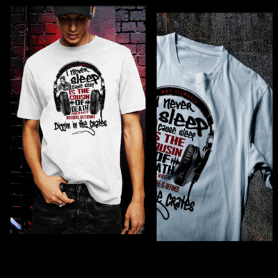 Headphones T-shirt NY DJ 90s Queensbridge Illmatic Rap Hip Hop Nas battle rap 