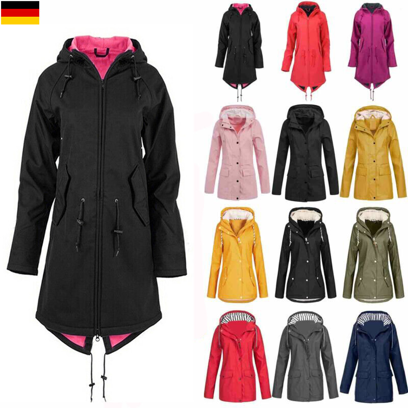 Damen Kapuze Windjacke Windbreaker Winter Outwear Parka Mantel Jacken Übergröße
