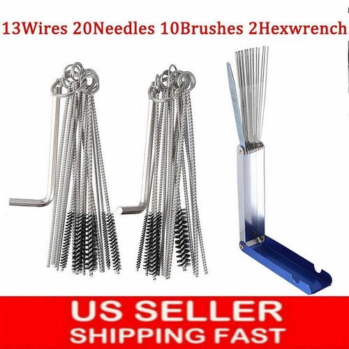 45pcs Carburetor Carb ATV Motorcycle Small Engine Cleaning Brushes Wire Tool Kit