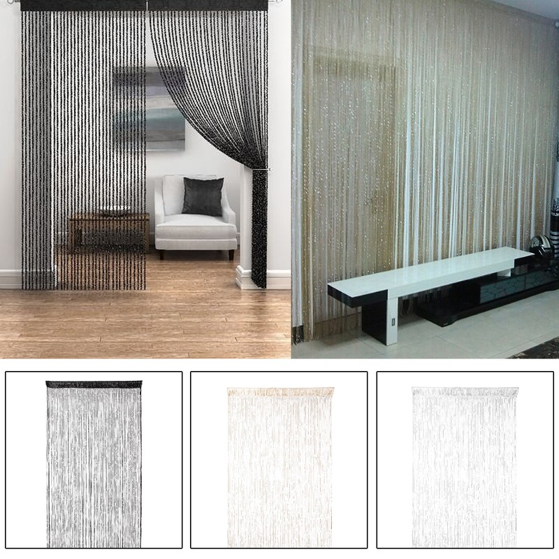 1 2 Pcs String Fringe Net Panel Divider Sparkle Window Door
