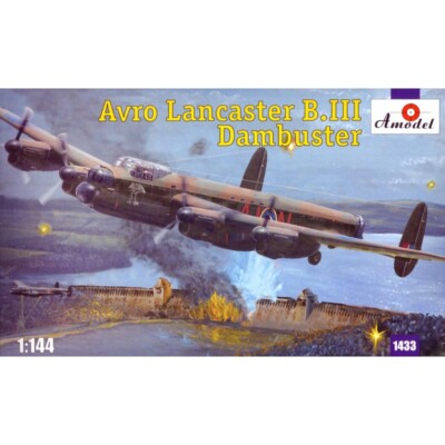 Plastic model airplane kit Scale 1:144 Avro Lancaster BIII Dambuster Amodel 1433