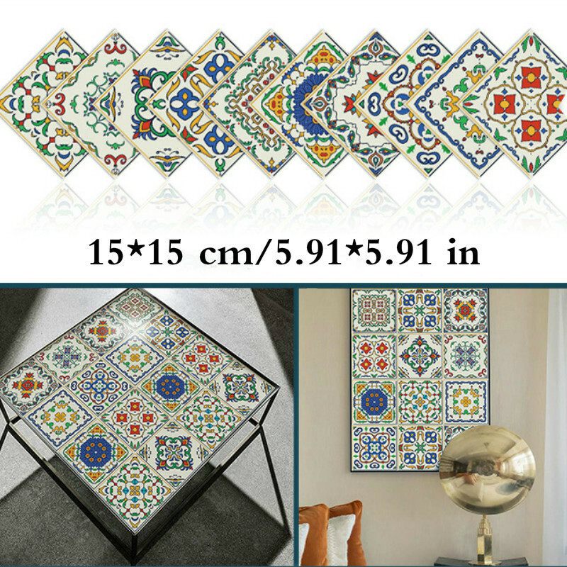 10 X Ceramic Tiles Wall Sticker Self Adhesive Kitchen Oil Proof Wallpaper DIY