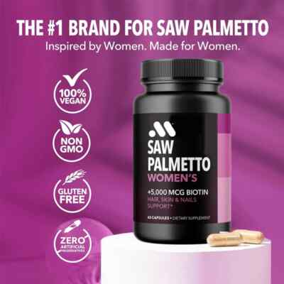 Women'sSawPalm 60 Capsules Biotin Supplement DHT Blocker Hair Health Vitamin M