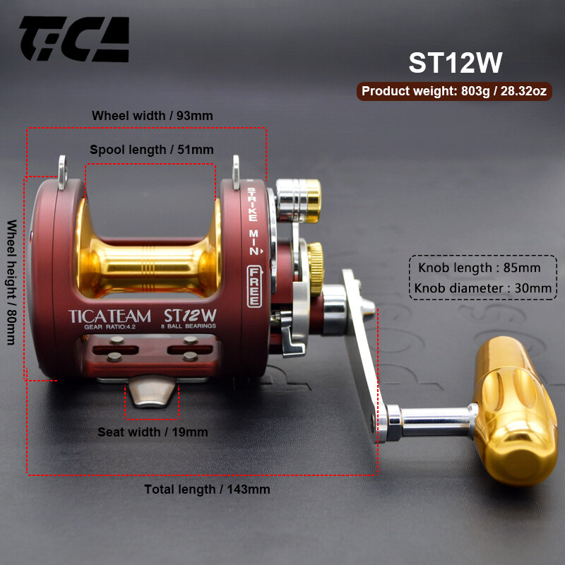 TICA Team Multiplier Lever Drag Jigging Fishing Reel for Tuna, Sturgeon, Halibut