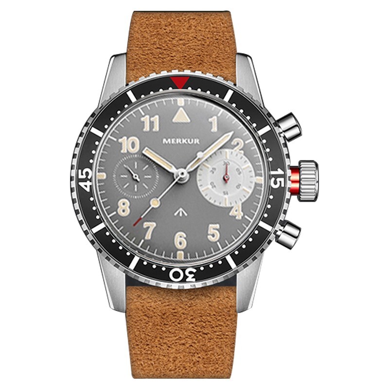Pre-owned Merkur Men Chronograph Watch 40mm Manual Wind Mechanical Wristwatch St2901 Gray