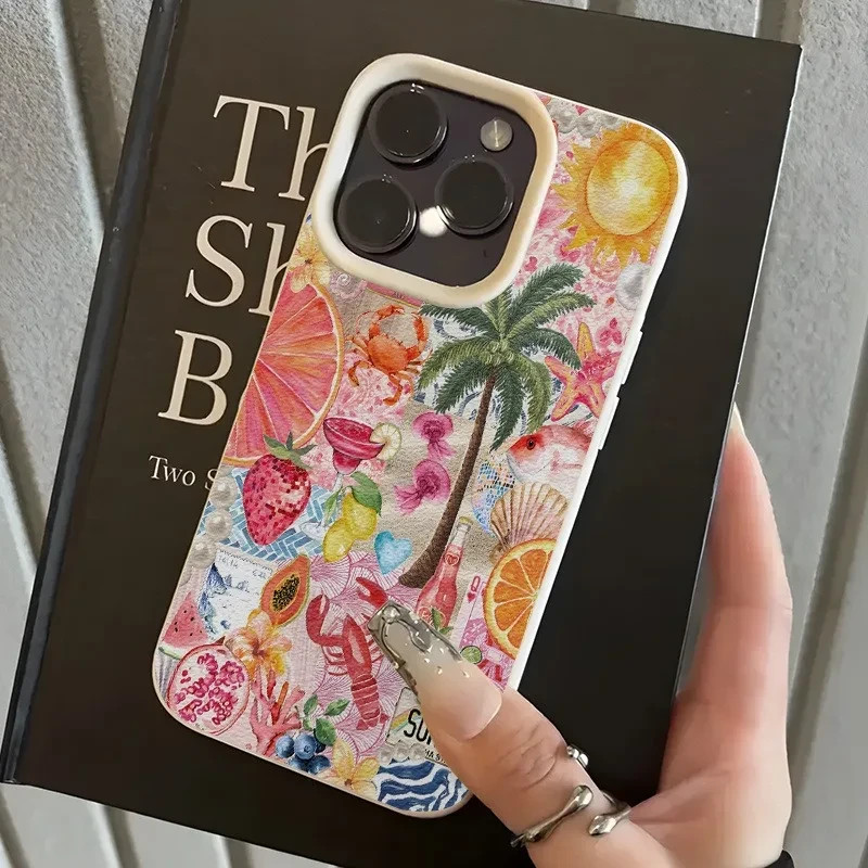 Beach Party Collage Litchi Soft Case for iPhone 17 16 15 14 13 Pro Max