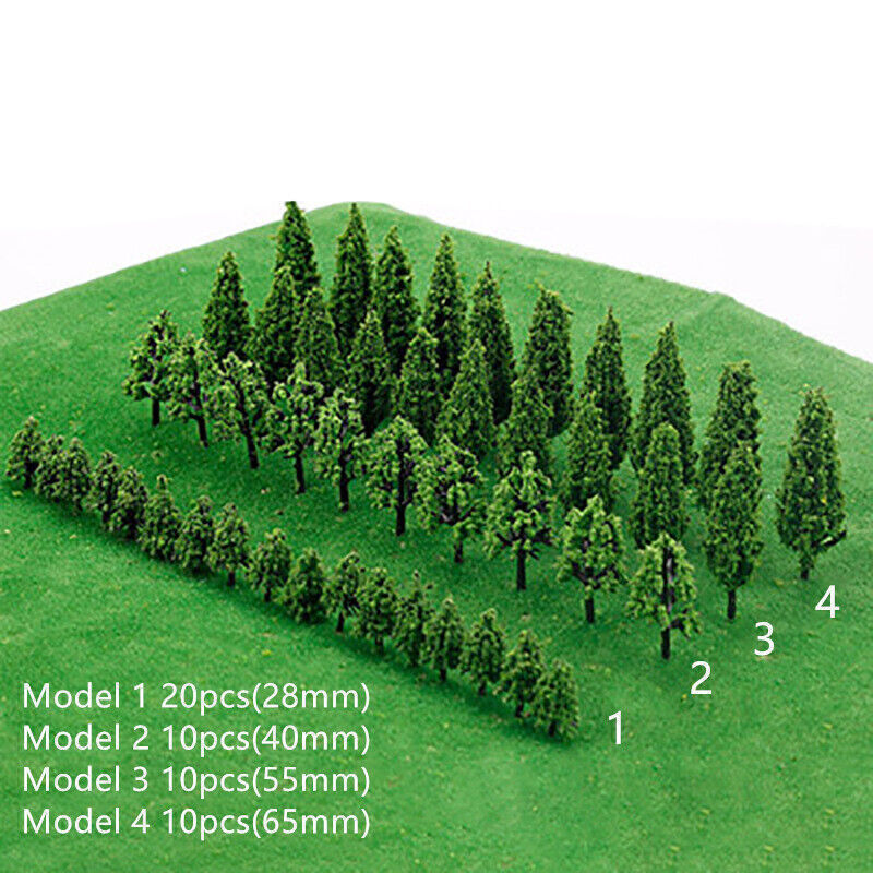 50PCS Miniature Trees Model Train Railroad Wargame Scenery L