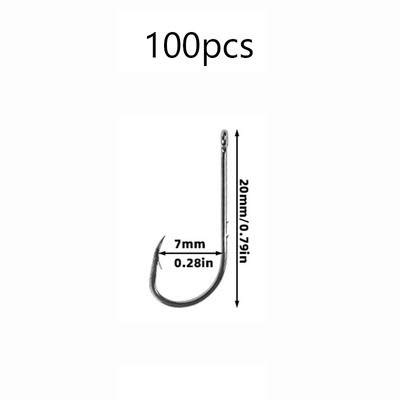 100pcs Double Back Thorn, Bent Fishhook, Long Handle, Tube, Barb With Ring