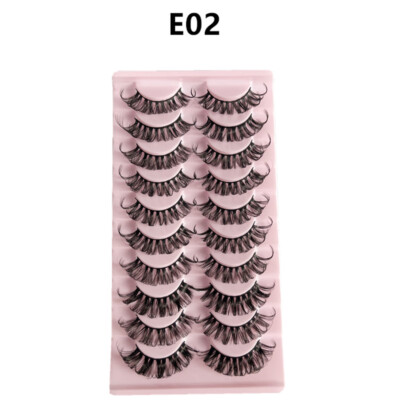 20/10Pair False Eyelashes Wispy Cross Long Thick Russia Curly Fake Lashes Mak ca