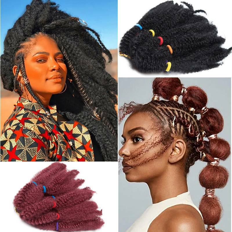 100 Premium Afro 11 Short Kinky Bulk Braidiing Hair Extensions