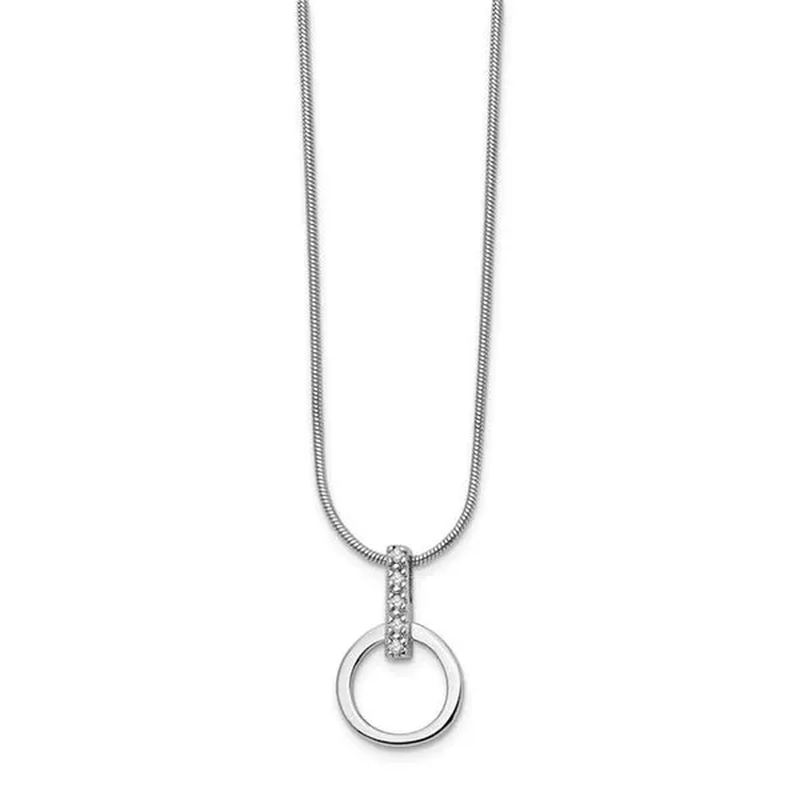 18 In. Sterling Silver 0.05 CT Diamond Necklace, Polished