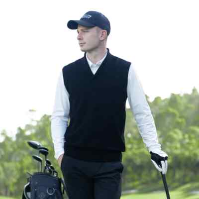 Autumn Winter Solid Golf Shirt - Men's Knitted Sleeveless Vest Windproof