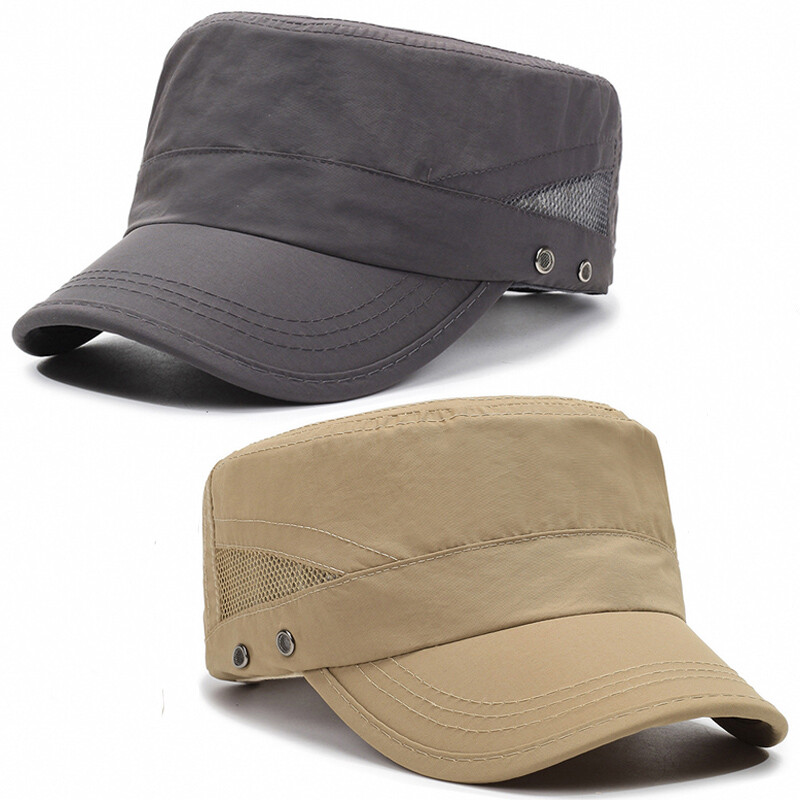 Men Mesh Breathable Flat Cap Adjustable Outdoor Sports Quick Dry Baseball Hat