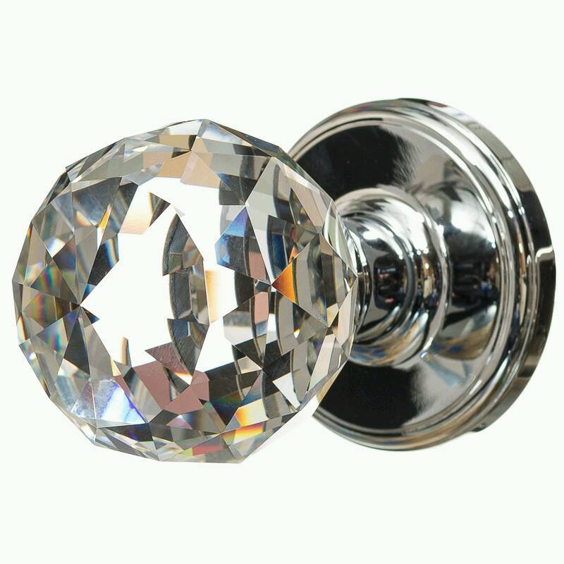 3 pairs of REAL GLASS ROUND BALL MORTICE KNOBS Crystal Door Internal