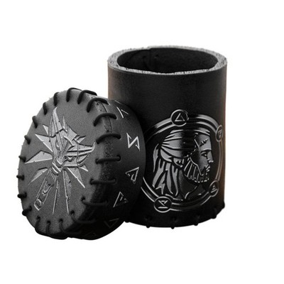 The Witcher Geralt Leather Dice Cup with Embossed Artwork - Officially Licensed