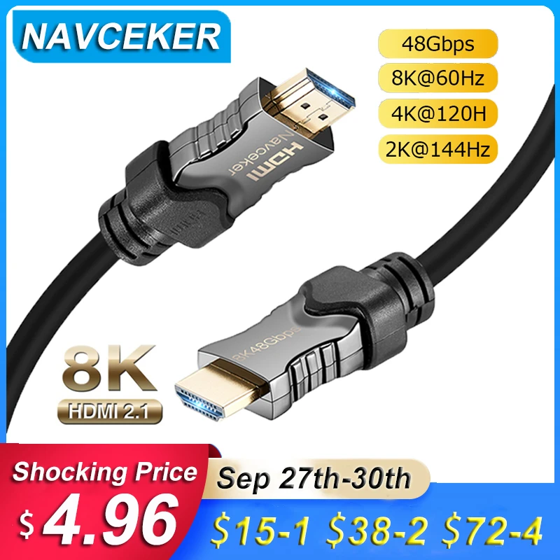2026 8K HDMI 2.1 Cable 48Gbps eARC 4K@120Hz HDMI Cable 2.1 4K HDMI2.1 Cable Dyn