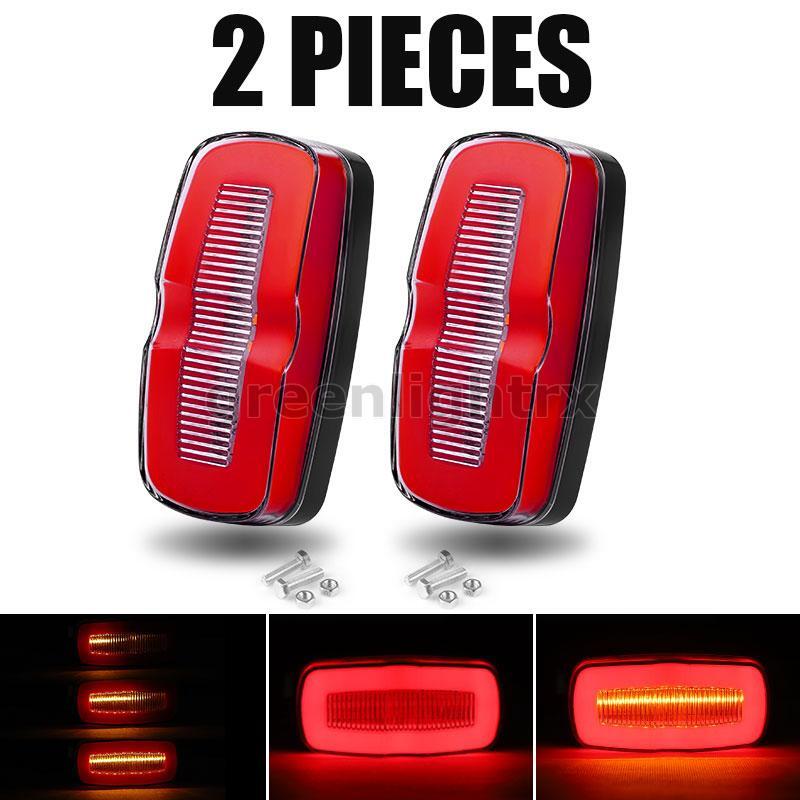 2X LED Red Amber Trailer Truck Brake Tail Light Turn Signal Flowing Side Marker