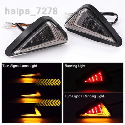 2X Sequential Flowing LED Motorcycle Turn Signal Light DRL Flush Mount Amber Red