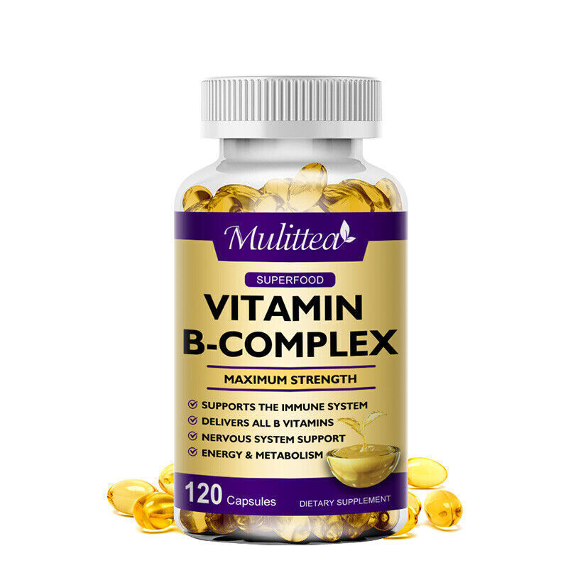 Vitamin B Complex 120 Capsules B1,B2,B3,B5,B6,B7,B9,B12, Immune Support Pills