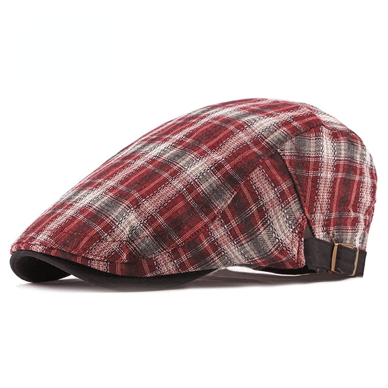 Vintage Piatto Basco Cappello a Righe Plaid Coppola Edera Regolabile Uomo Donna
