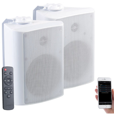 auvisio Aktiv-Multiroom-Stereo-Außen-Lautsprecher, WLAN, Bluetooth, 120W, IP55